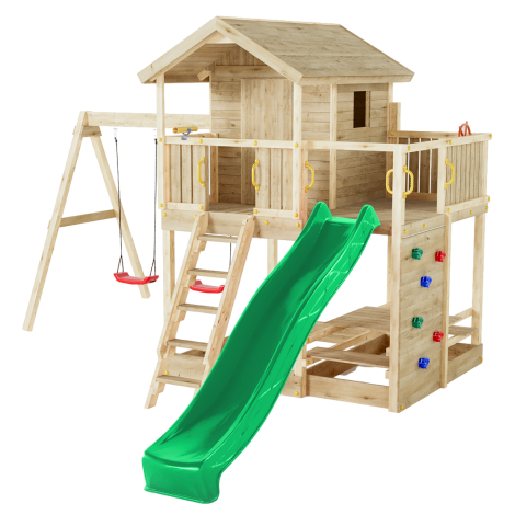 Complex de joaca din lemn Fungoo® Moonlight cu casuta si leagane  08210PK - imagine 8